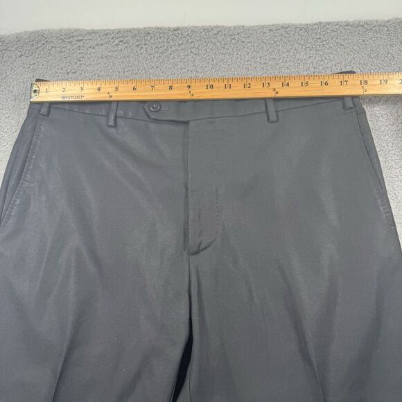 Zanella Pants Mens 38x29 Black Todd Wool Trousers Flat Front Straight Leg - Picture 3 of 10